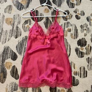 Very sexy VS hot pink lace silk slip S